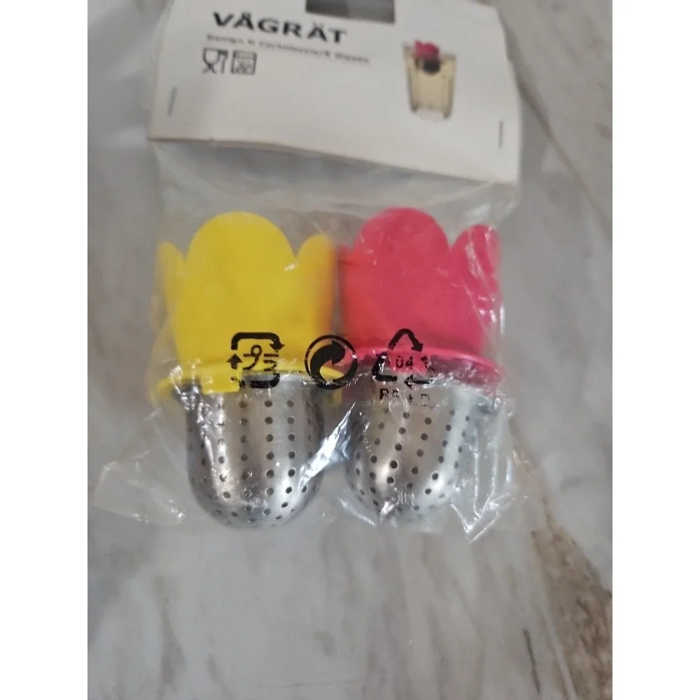 IKEA VAGRAT Flower Themed‎ Stainless Steel Tea Infusers, Set of 2 Pink & Yellow
